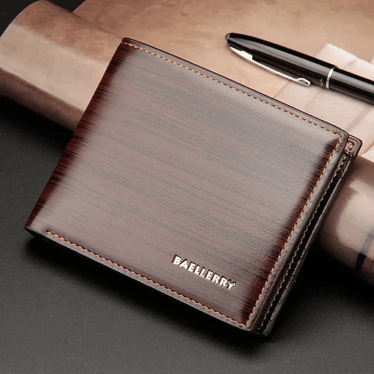 Gentlemen Luxury Wood Grain PU Smart Wallet