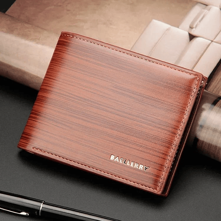 Gentlemen Luxury Wood Grain PU Smart Wallet