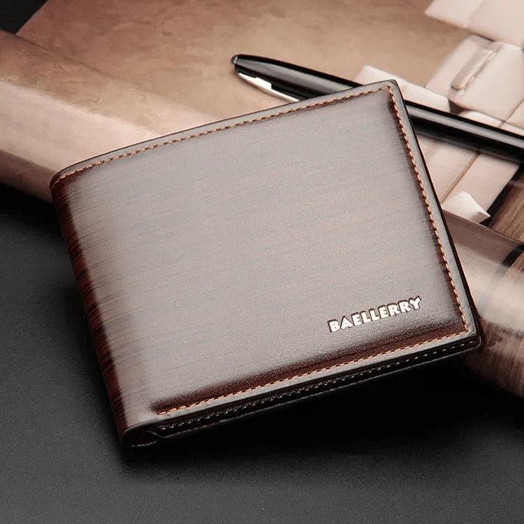 Gentlemen Luxury Wood Grain PU Smart Wallet