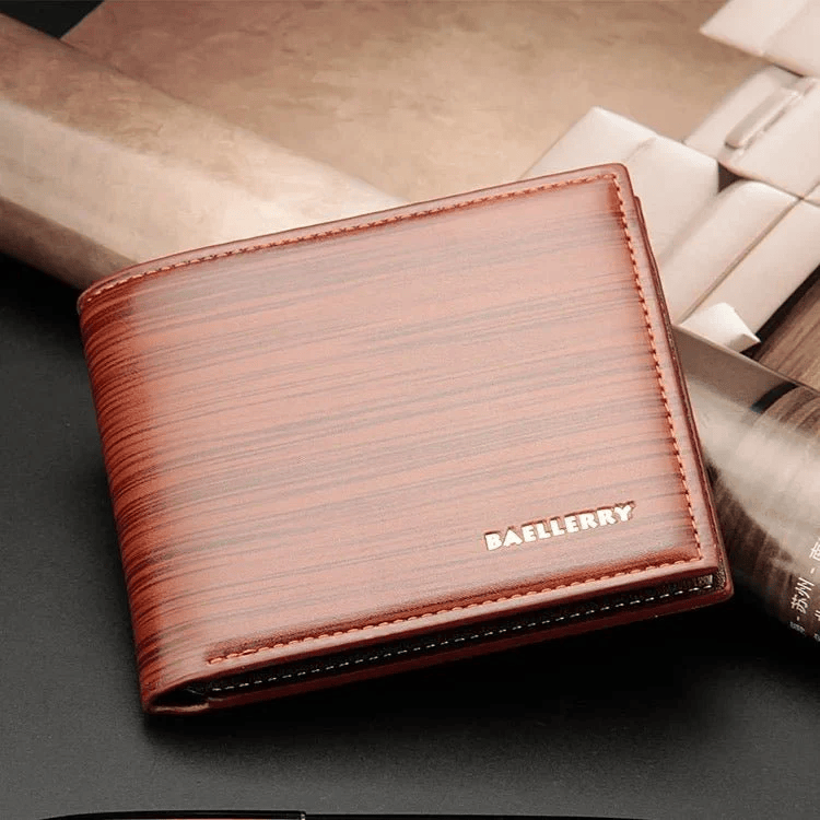 Gentlemen Luxury Wood Grain PU Smart Wallet