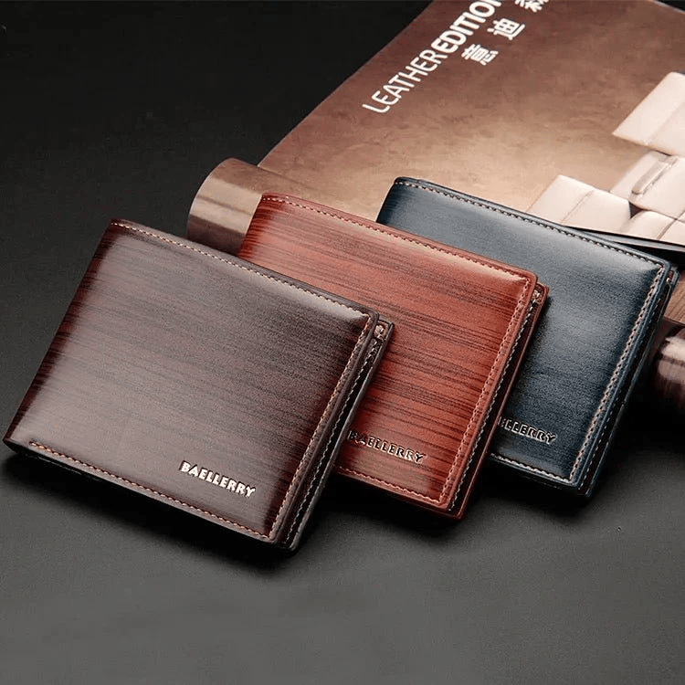 Gentlemen Luxury Wood Grain PU Smart Wallet