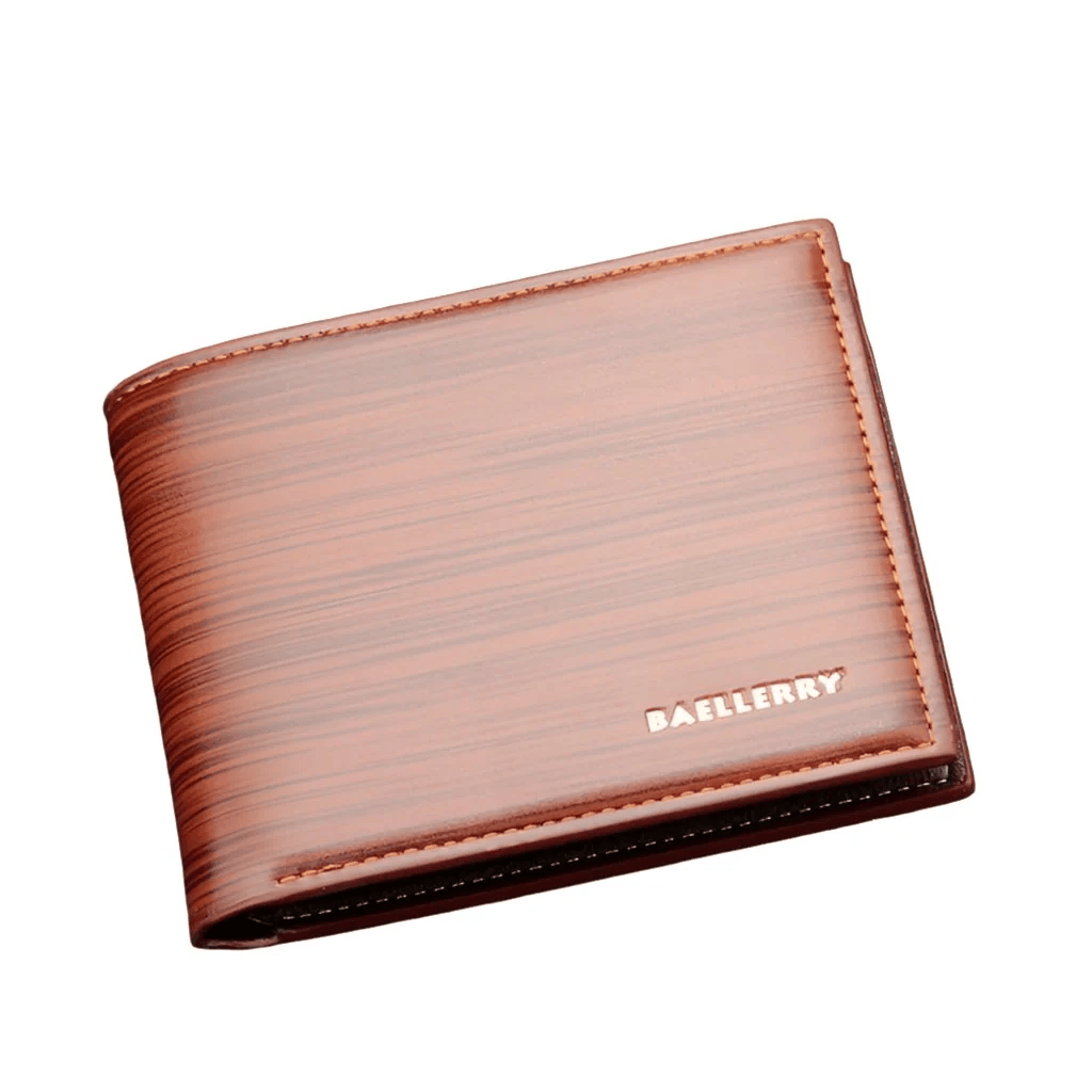 Gentlemen Luxury Wood Grain PU Smart Wallet