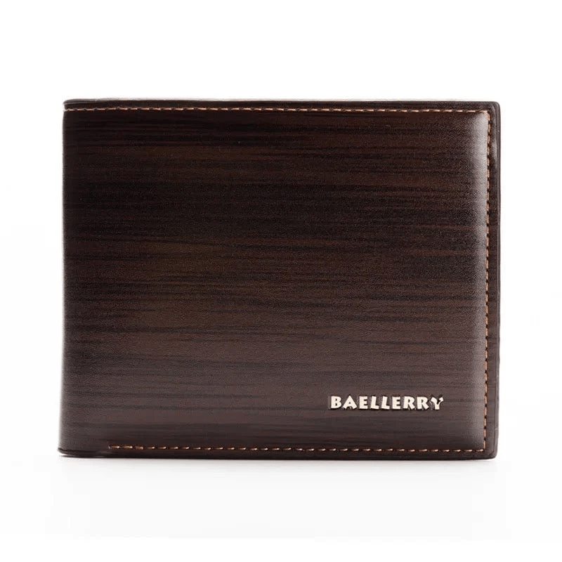 Gentlemen Luxury Wood Grain PU Smart Wallet