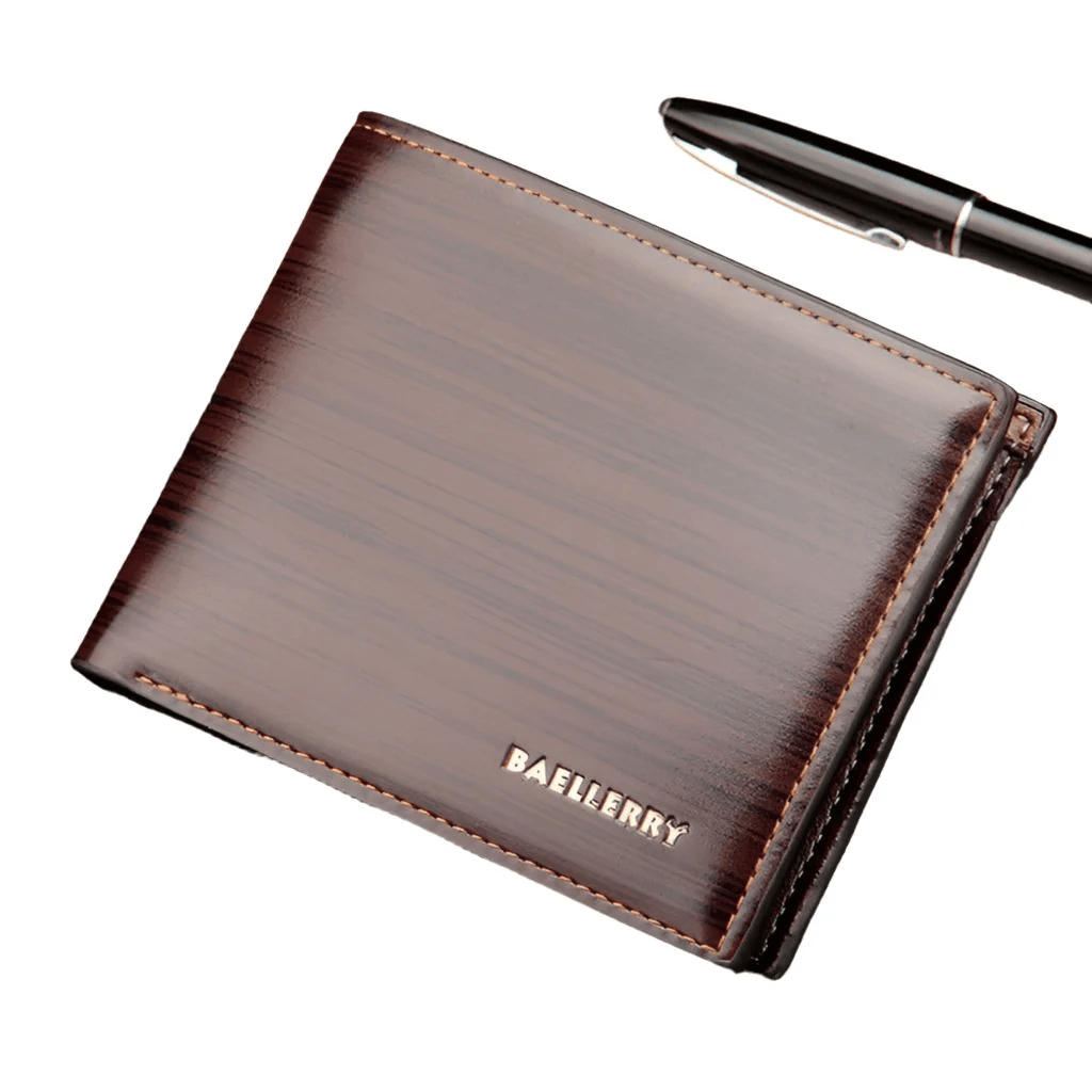 Gentlemen Luxury Wood Grain PU Smart Wallet