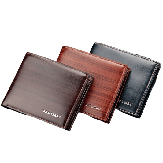 Gentlemen Luxury Wood Grain PU Smart Wallet