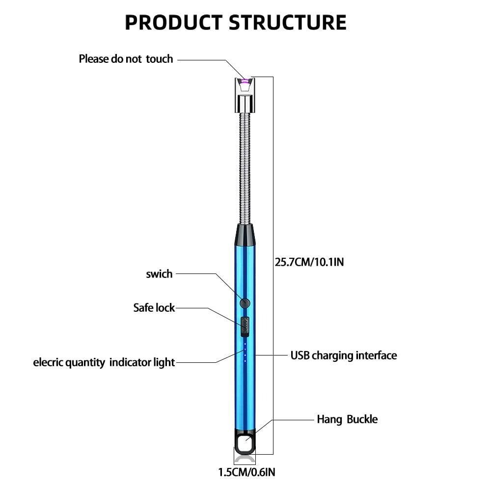 USB Rechargeable Flameless Arc Lighter Flexible and Windproof for Candles, Hiking, Camping, Kitchen, Fireplaces