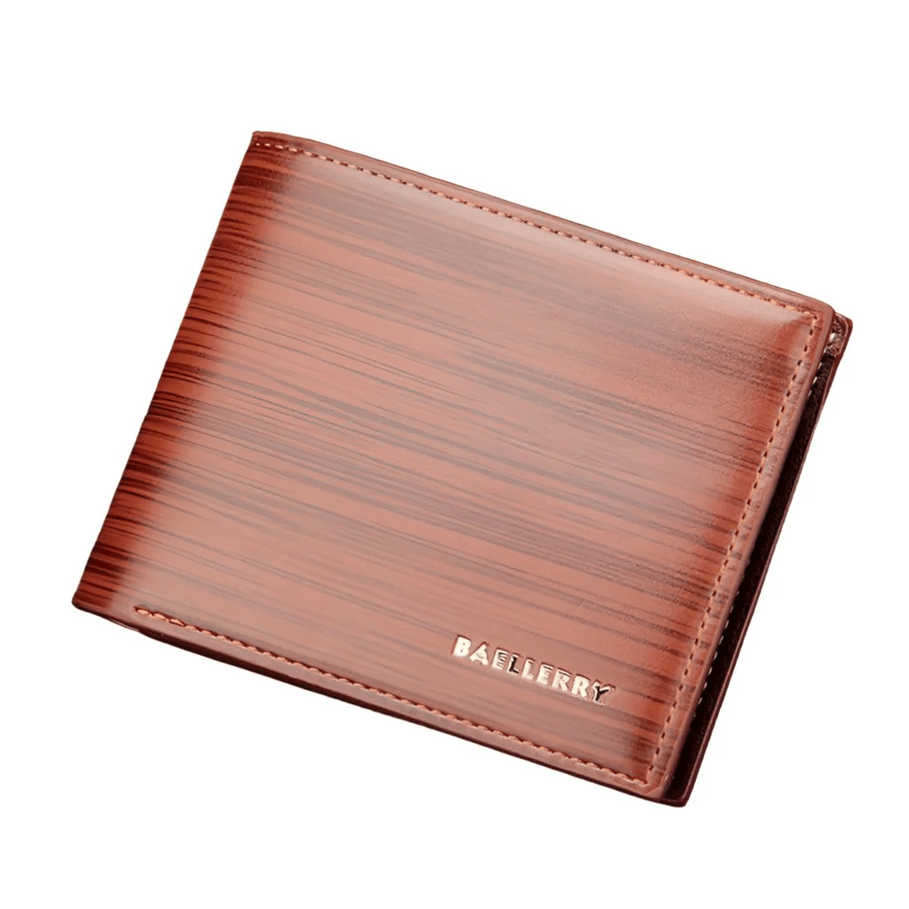 Gentlemen Luxury Wood Grain PU Smart Wallet