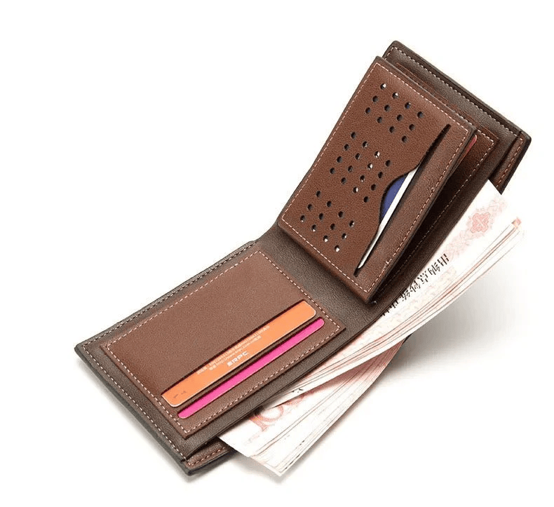 Gentlemen Luxury Wood Grain PU Smart Wallet