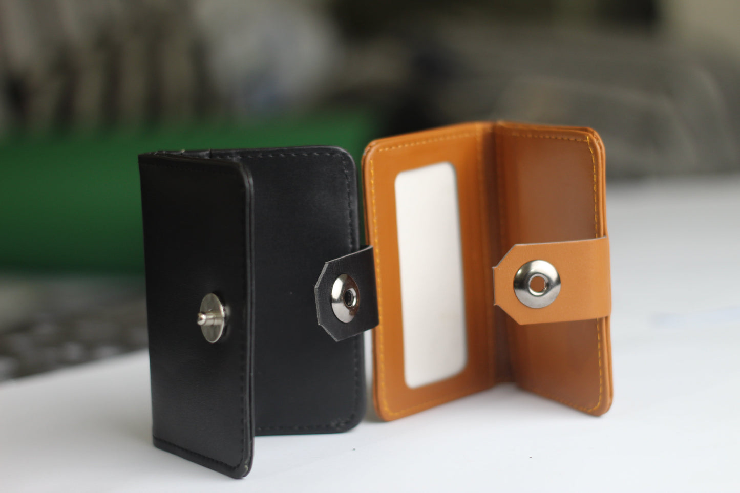 Pure Synthetic Wallet With Magnetic Button Lock