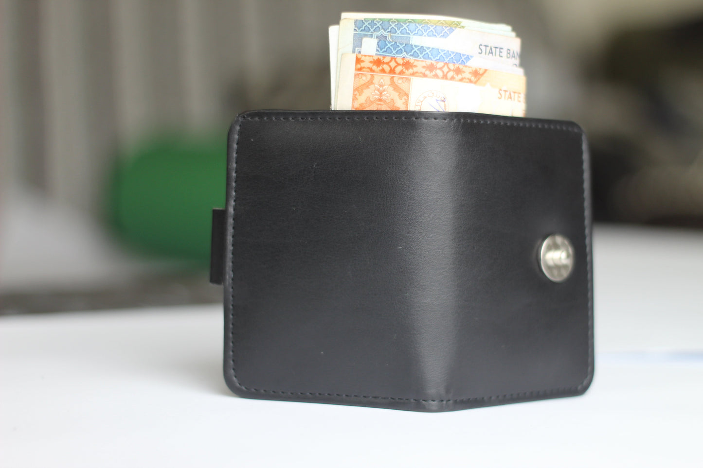 Pure Synthetic Wallet With Magnetic Button Lock