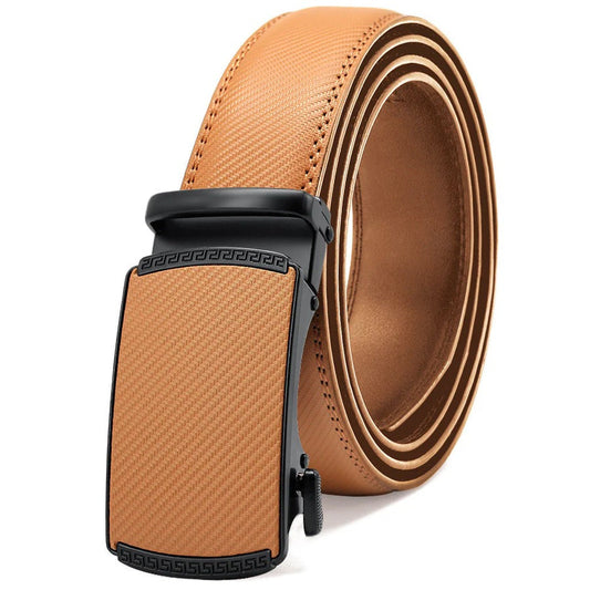 Auto buckle leather belt for men